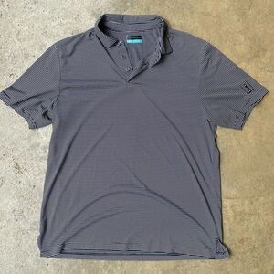 PGA Tour Polo Shirt, Black and White Striped, L